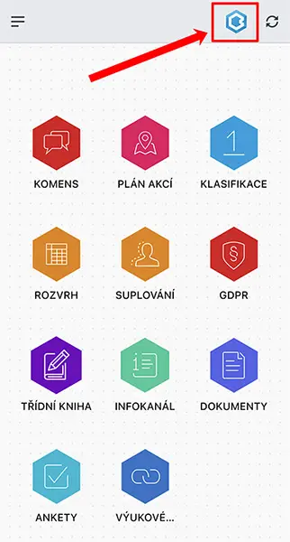 Bakaláři - zobrazení webové aplikace